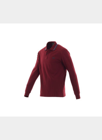 POLO COLLO RIGATO PIQUET STRETCH UOMO, 3232BORDO, small