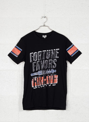 T-SHIRT STAMPA FORTUNE, NERO, small