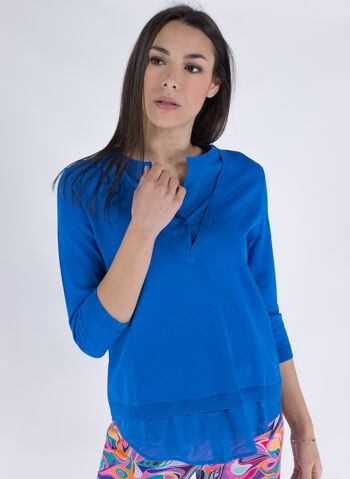 MAGLIONE CON INSERTO CAMICIA, 84 ZAFFIRO, small