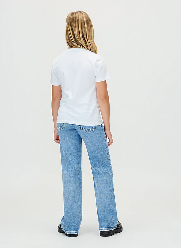 JEANS A VITA ALTA WIDE LEG RAGAZZA, 1AA STONE, medium