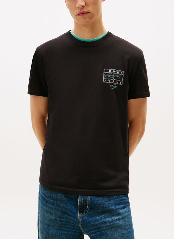 T-SHIRT SIGNATURE CON LOGO SUL RETRO, BDS BLK, medium