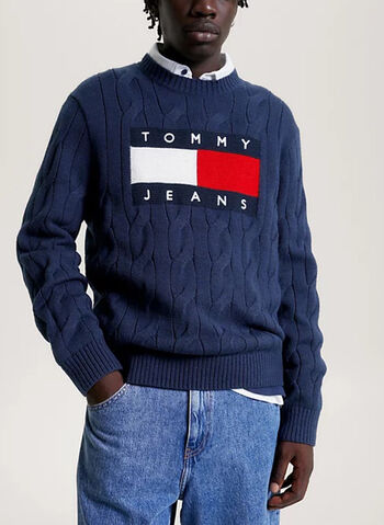 MAGLIONE GIRO TRECCIA FLAG, , small