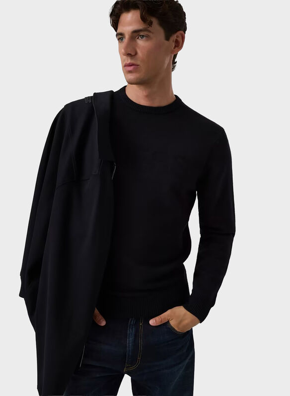 MAGLIONE GIROCOLLO LOGO, JBLK BLK, medium