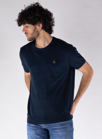 MAGLIONE MANICHE CORTE SEA MISTO LINO, , small