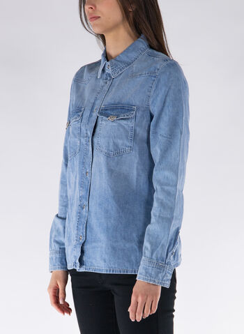 CAMICIA JEANS CON FIOCCHETTI CON STRASS, , small