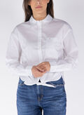 CAMICIA CROP RELAXED FIT CON FIOCCO, YBR WHT, thumb