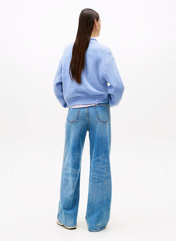 MAGLIONE MÉLANGE CON BANDIERA, DZ1 CELESTE, medium