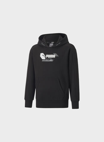 FELPA ALPHA CON CAPPUCCIO RAGAZZO, 01 BLK, small