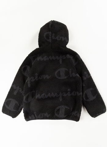 PILE TEDDY CON CAPPUCCIO CHIUSO ALLOVER RAGAZZA, KL001 BLK, small