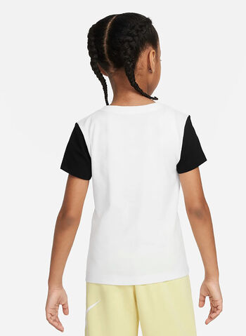 T-SHIRT CON LOGO FLORAL BAMBINA, 001 WHTBLK, small