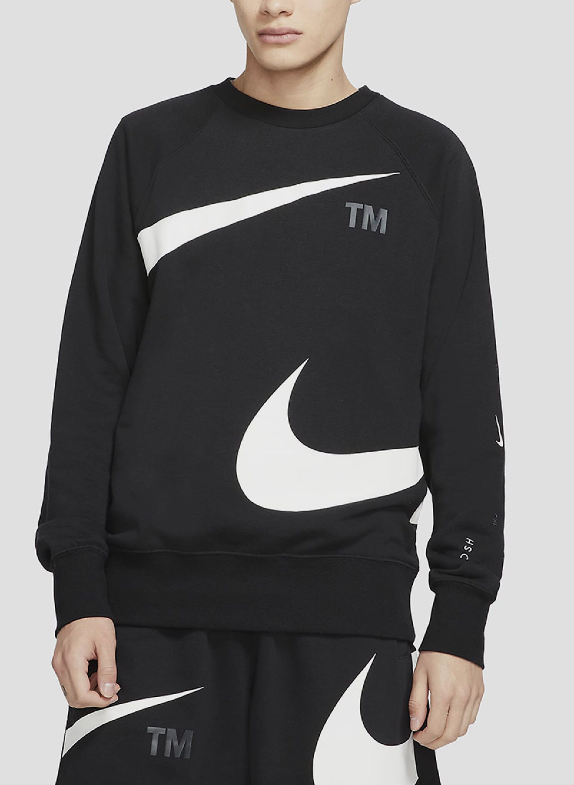 NIKE FELPA SWOOSH GIROCOLLO Bianco, Nero | Sport85