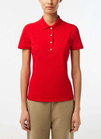 POLO TAGLIO SLIM IN PETIT PIQUE, F8M CORALLO, small