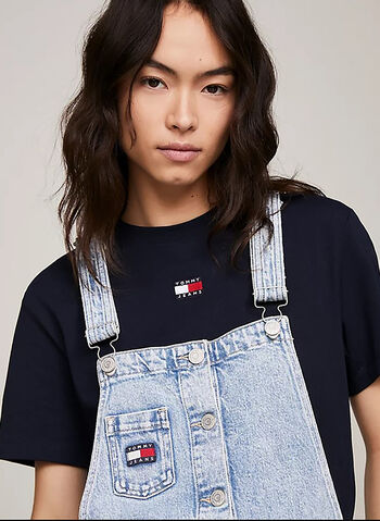 ABITO SALOPETTE MIDI IN DENIM, 1AB CHIARO, small