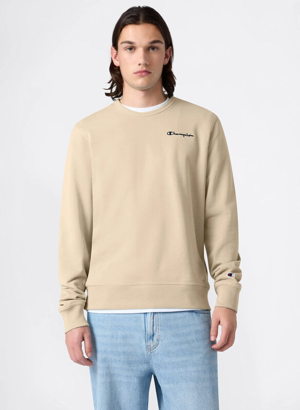 FELPA GIROCOLLO LEGGERA CON LOGO RICAMATO ICONS, MS041 DUN, medium