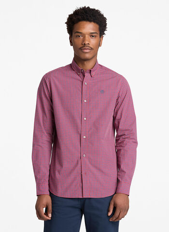 CAMICIA IN POPELINE A QUADRI MICRO, - RED, small