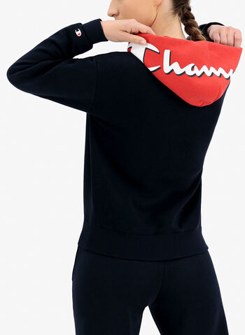 FELPA CON CAPPUCCIO COLOR BLOCK E LOGO CHAMPION DOPPIO, , small