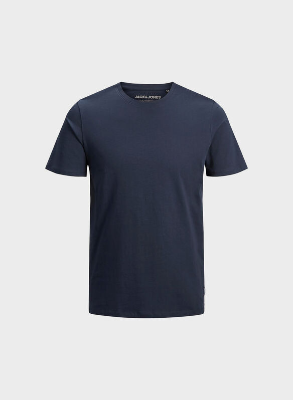 T-SHIRT O-NECK IN COTONE BIOLOGICO, NAVY BLAZER, medium