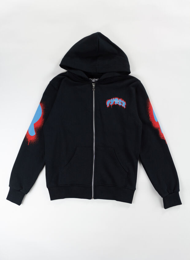 FELPA MURALES CON CAPPUCCIO RAGAZZO, 110 BLK, large