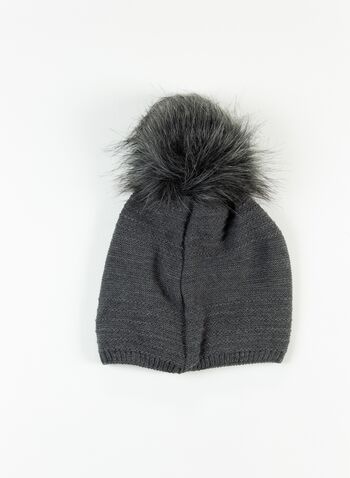 CAPPELLO RASATO PON PON MAGLIA, GRIGIO SCURO, small