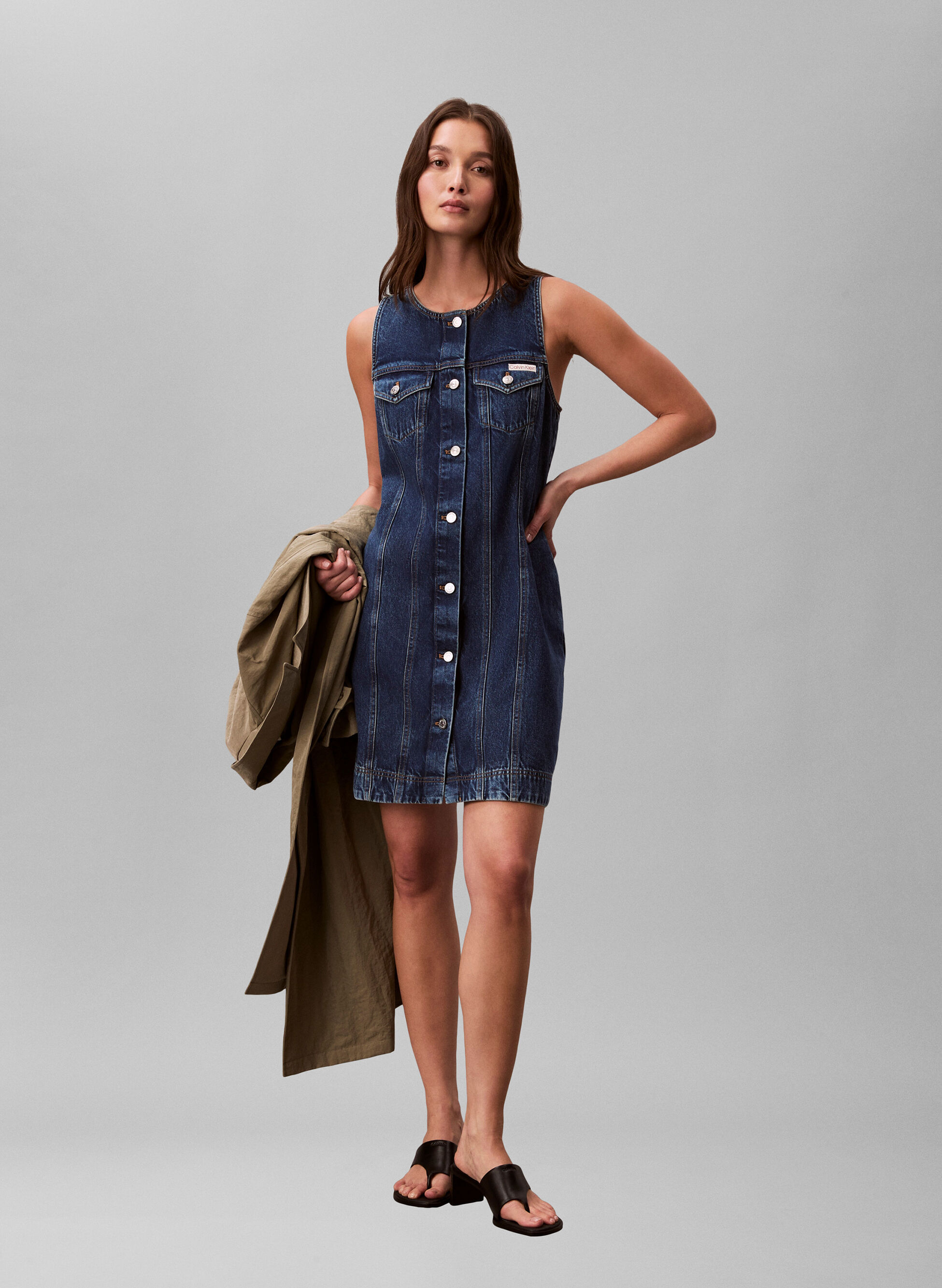 Abito Trucker In Denim Senza Maniche