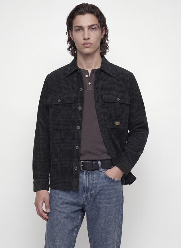 CAMICIA OLIVER OVERSHIRT VELLUTO, BLACK, medium