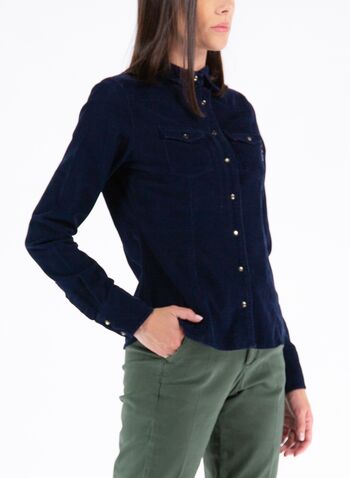 CAMICIA REGULAR IN VELLUTO MILLE RIGHE, 117DARK BLUE, small