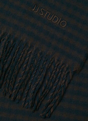 SCIARPA IN MAGLIA CON FRANGE, BROWN STONE, small