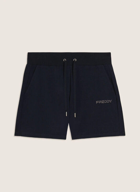 SHORT IN JERSEY CON COULISSE E LOGO, B109 NVY, medium