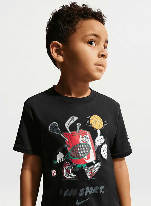 T-SHIRT BOXY SPORT BAMBINO, 023 BLK, medium