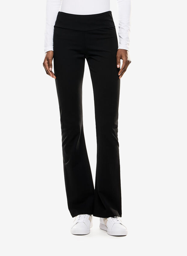 LEGGINGS BOOTCUT CORE LADY IN JERSEY DI COTONE STRETCH, UC001 BLK, large
