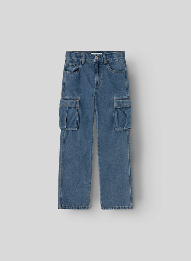 JEANS RYAN CARGO RAGAZZO, MEDIUM BLUE DENIM, large
