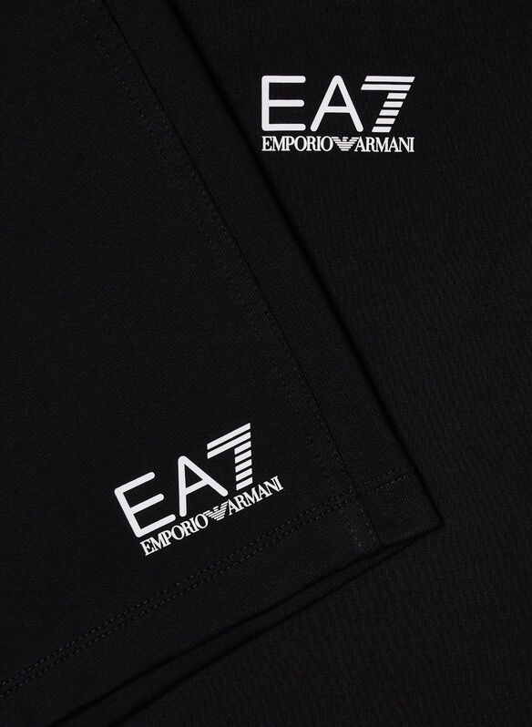 COMPLETINO T-SHIRT E SHORTS IN JERSEY DI COTONE CORE IDENTITY RAGAZZO, UC001 BLK, medium