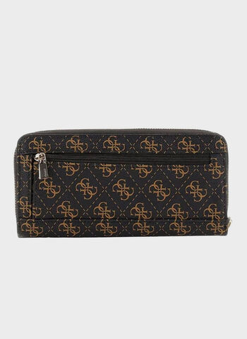 PORTAFOGLIO LAUREL CON LOGO ALL OVER, BNL BROWN, small