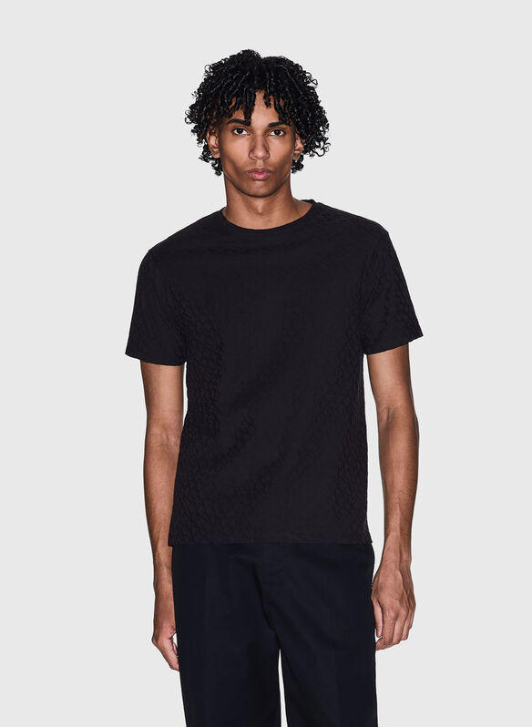 T-SHIRT JACQUARD IN COTONE MERCERIZZATO, UC001 BLK, medium