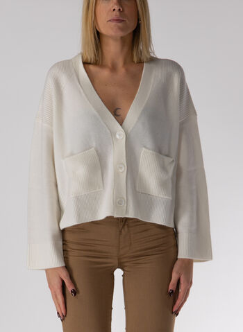 CARDIGAN CON SCOLLO A V, 10701 PANNA, small