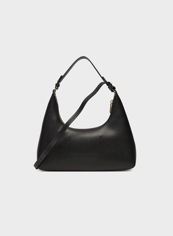 BORSA DA SPALLA CON LOGO LAMINATO, 332 BLK, medium