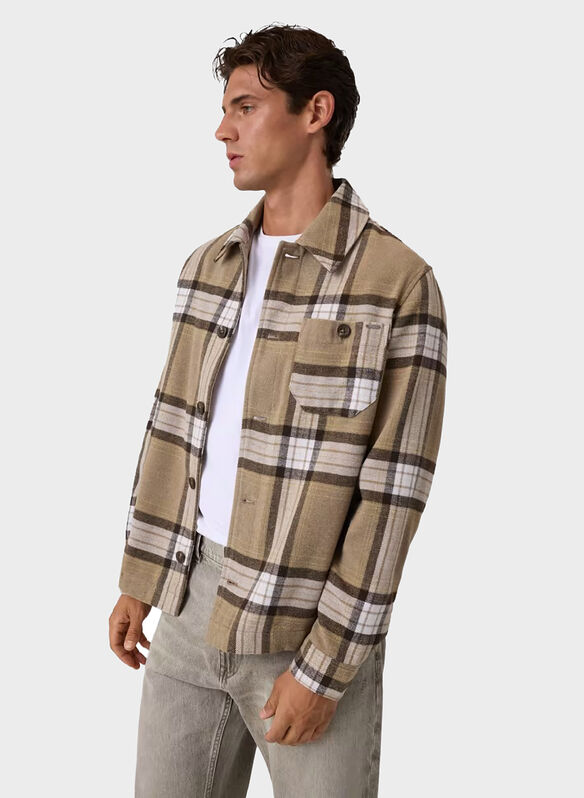 CAMICIA OVERSHIRT CHECK, LM0O BEIGE, medium