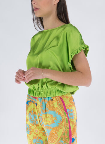 BLUSA A MANICHE CORTE, AVOCADO GREEN, small