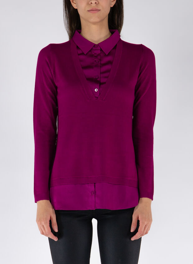 MAGLIONE INSERTO CAMICIA, , large