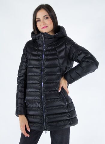 PIUMINO A TRAPEZIO CON CAPPUCCIO, 99BLK, small