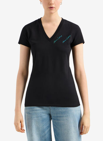 T-SHIRT LOGO STRASS, UC001 BLK, small