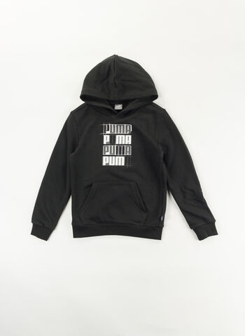 FELPA HOODIE CON LOGO RAGAZZO, 01 BLK, small