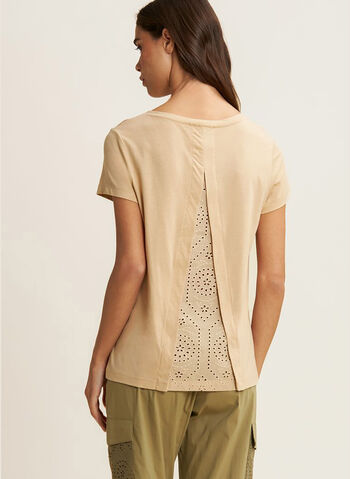 T-SHIRT CON INSERTO POSTERIORE IN SANGALLO, Z80 SABBIA, small