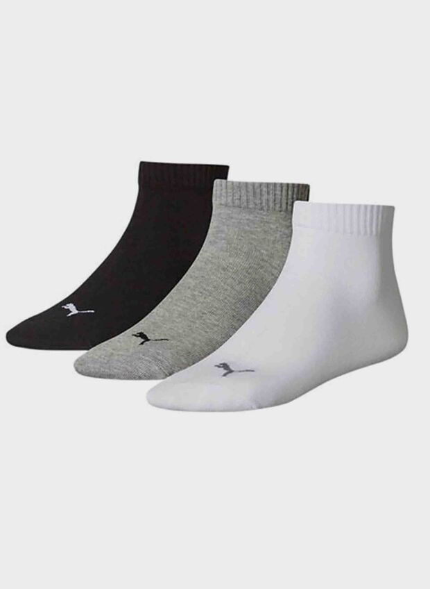 CALZA QUARTER PLAIN 3 PAIA UNISEX, 882 GREYWHTBLK, large