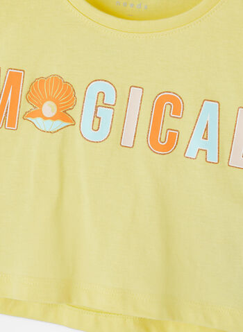 T-SHIRT CROP STAMPA BAMBINA, YELLOW, small