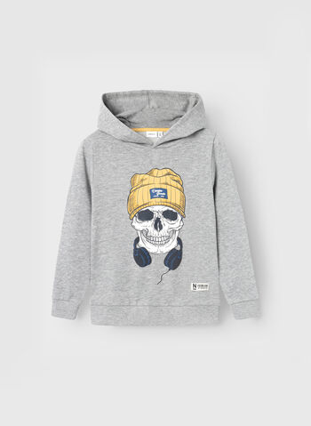 FELPA HOODIE BEHANS TESCHIO RAGAZZO, GREY MELANGE, small