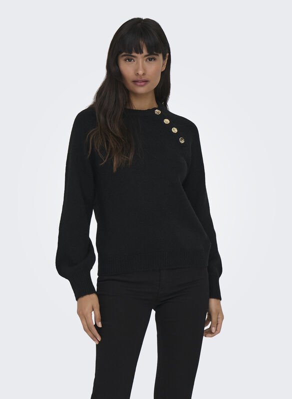 MAGLIONE NOOS EMMA BUTTON, BLACK, medium