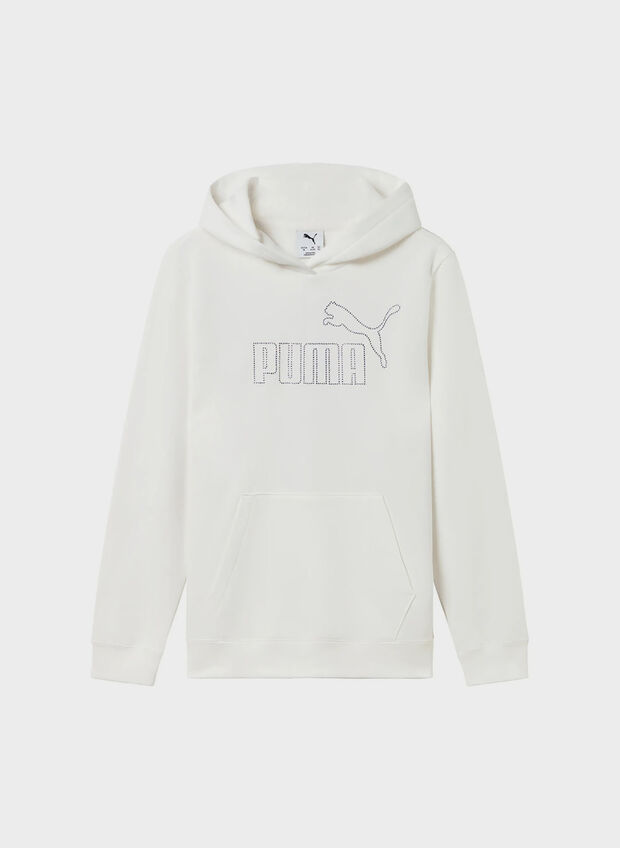 FELPA RHINESTONE HOODIE LOGO CON STRASS RAGAZZA, 02 WHT, large