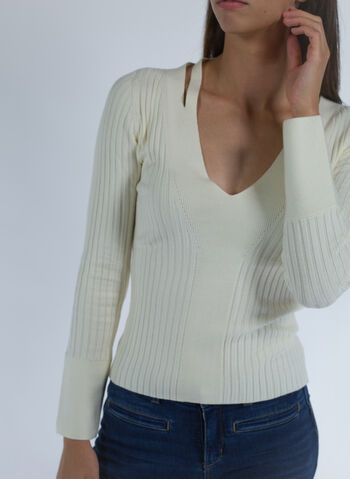MAGLIONE COSTE ALINE SCOLLO V, G012 PANNA, small