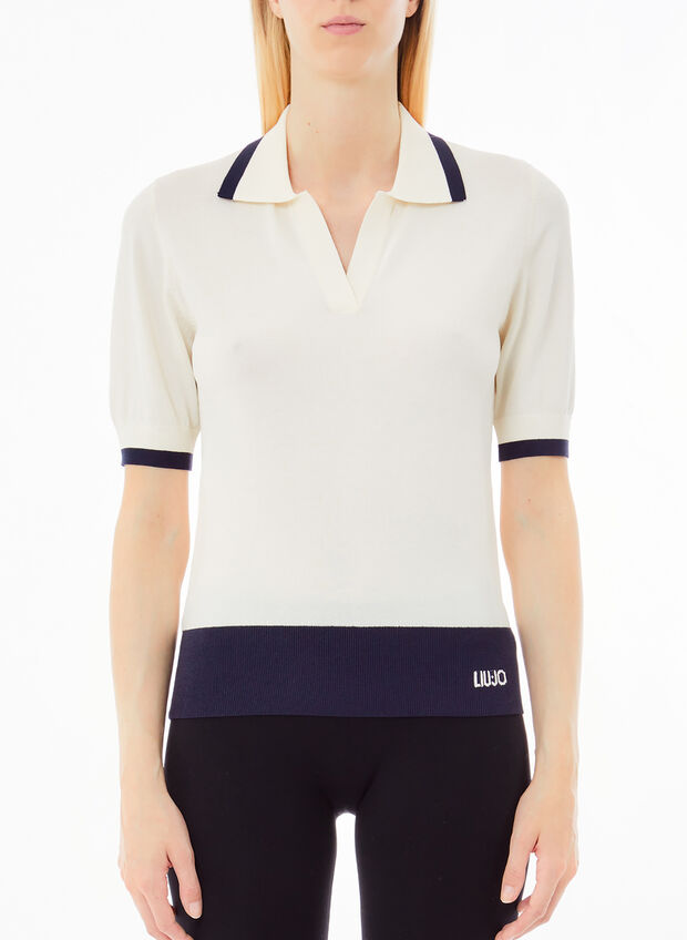 POLO A MANICHE CORTE IN VISCOSA, C3594 PANNANVY, large